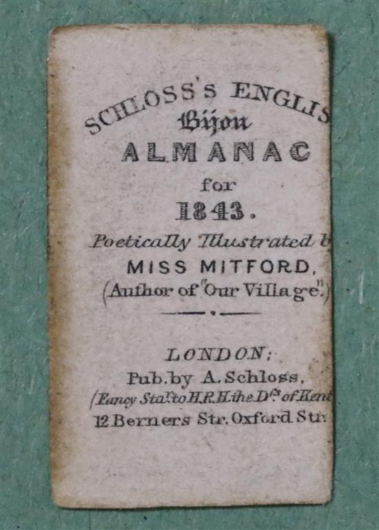 Schlosss English Bijou Almanac for 1843, 20 x 14mm, original full brown gilt decorated morocco, with green